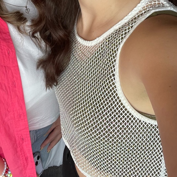 White Rhinestone Crop Top - Picture 2 of 3
